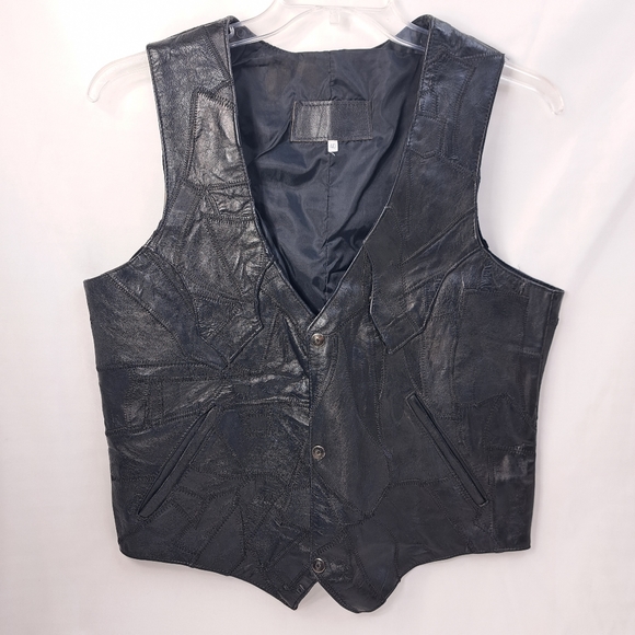 Other - Vintage Unisex Black 100% Genuine Leather Vest Size 40